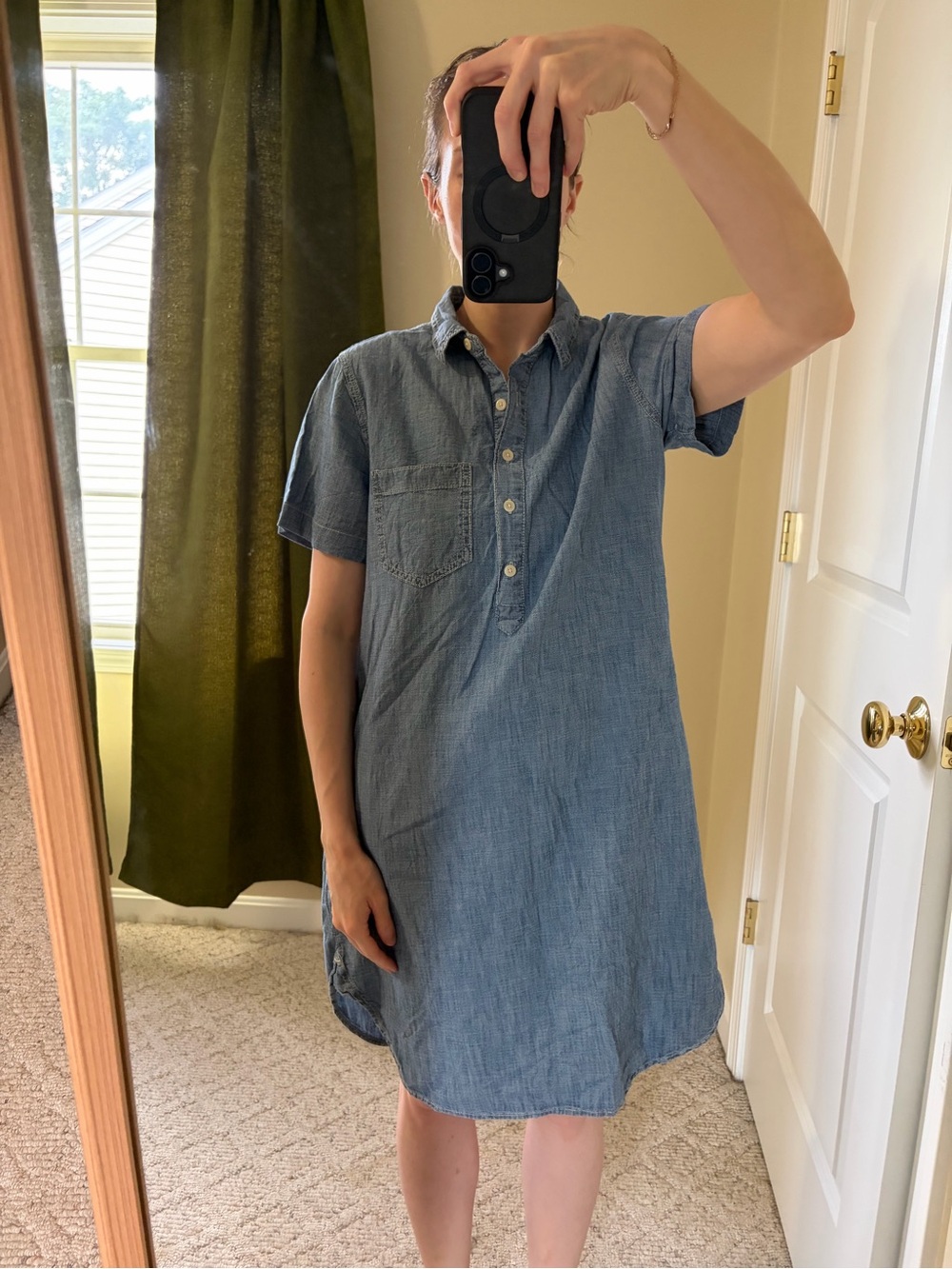 GAP Blue Chambray Short-Sleeve Shirt Dress - Picture 2 of 5